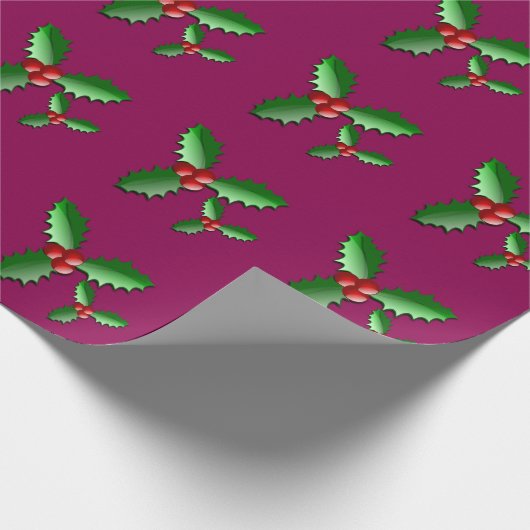 Holly Wrapping Paper Cadeaupapier (Hoek)