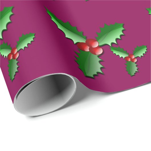 Holly Wrapping Paper Cadeaupapier (Rol Hoek)