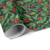 Holly Wrapping Paper Roll Cadeaupapier (Rol Hoek)