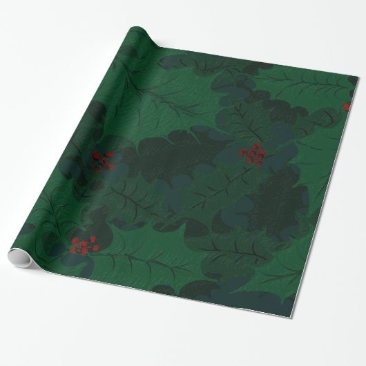 Holly wrapping papier (Uitgerold)