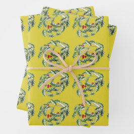 Holly Wrapping Papier Flat Sheet Set van 3 Inpakpapier Vel