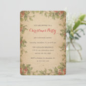  Holly Wreatborder Rustic kerstparty  Kaart (Staand voorkant)