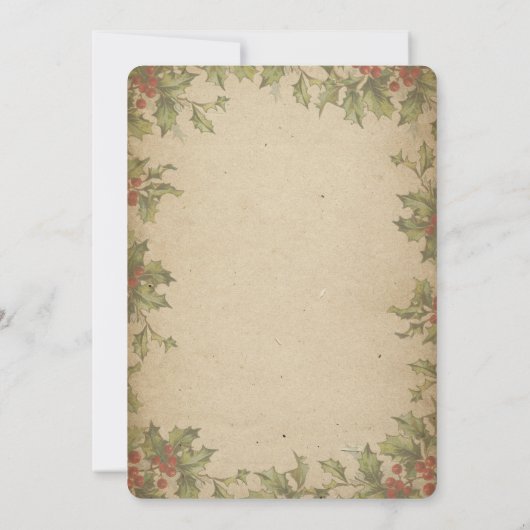  Holly Wreatborder Rustic kerstparty  Kaart (Achterkant)