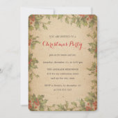  Holly Wreatborder Rustic kerstparty  Kaart (Voorkant)