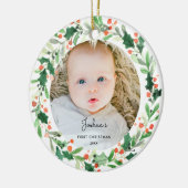 Holly Wreate Baby 1st kerstfoto Ornament (Links)