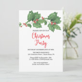 Holly Wreate Kerstparty Uitnodiging (Staand voorkant)