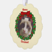 Holly Wreate Lijst Meowy Kerstmis Voeg een kat fot Ornament Kaart (Links)