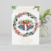 Holly Wreated Gold wordt uitgestrooid Folie Feestdagenkaart (Staand Voorkant)