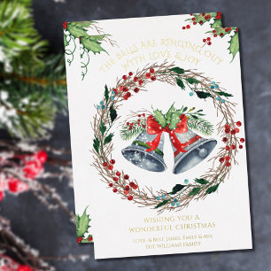 Holly Wreated Gold wordt uitgestrooid Folie Feestdagenkaart