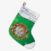 Holly Wreated Lijst VOEG UW CAT FOTO AAN Grote Kerstsok (Voorkant (Hangend))