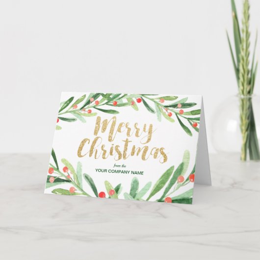 Holly Wreater Corporate Holiday Feestdagen Kaart (Voorkant)