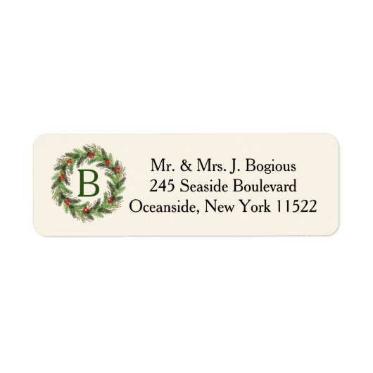 Holly Wreater Return Address Label (Voorkant)