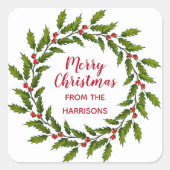 Holly Wreater Sticker Label kerstontwerp (Voorkant)