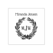Holly Wreath 3 Initiaal Monogram Naam Rubberstempel (Afrduk)
