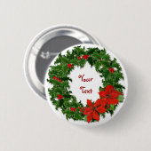 Holly Wreath Aanpassen Ronde Button 5,7 Cm (Voorkant /achterkant)