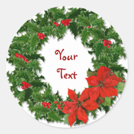 Holly Wreath Aanpassen Ronde Sticker