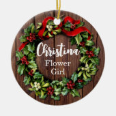 Holly Wreath Bloemenmeisje Custom Wedding Party Keramisch Ornament (Voorkant)