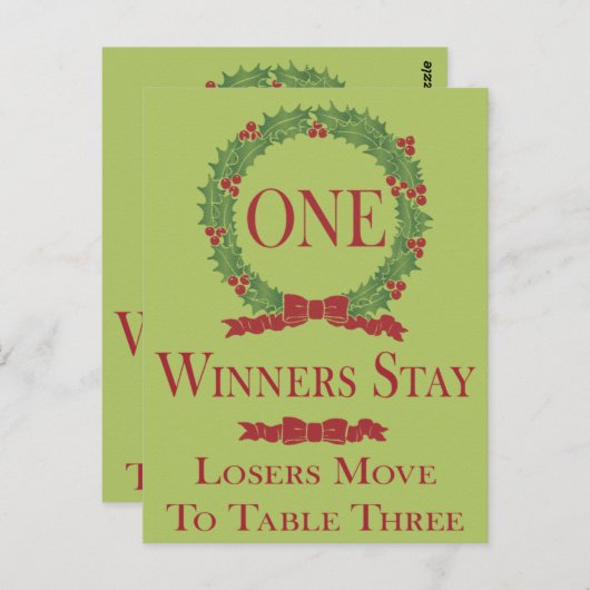 Holly Wreath Bunco Table Card #1 Briefkaart (Voorkant / Achterkant)