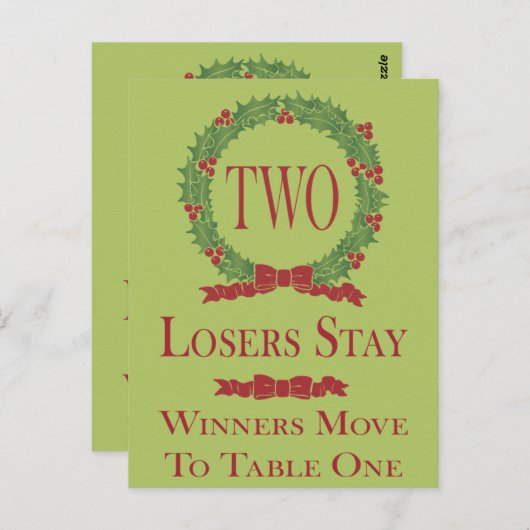 Holly Wreath Bunco Table Card #2 Briefkaart (Voorkant / Achterkant)
