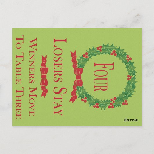 Holly Wreath Bunco Table Card #4 Briefkaart (Achterkant)