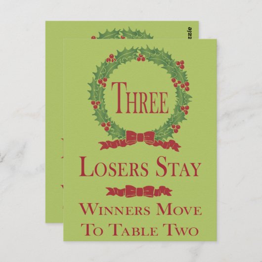 Holly Wreath Bunco tafel Kaart #3 (Voorkant / Achterkant)