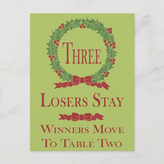 Holly Wreath Bunco tafel Kaart #3 (Voorkant)