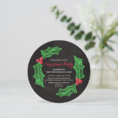 Holly Wreath Chalkboard Kerstparty Kaart (Staand voorkant)