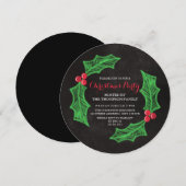 Holly Wreath Chalkboard Kerstparty Kaart (Voorkant / Achterkant)