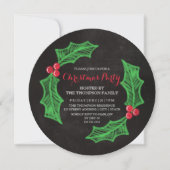 Holly Wreath Chalkboard Kerstparty Kaart (Voorkant)