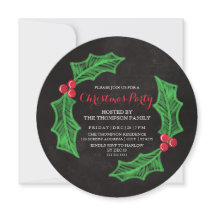 Holly Wreath Chalkboard Kerstparty