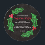 Holly Wreath Chalkboard Kerstparty Kaart<br><div class="desc">Een charmante uitnodiging voor een kerstfeest,  met de tekst in een heilige bril.</div>