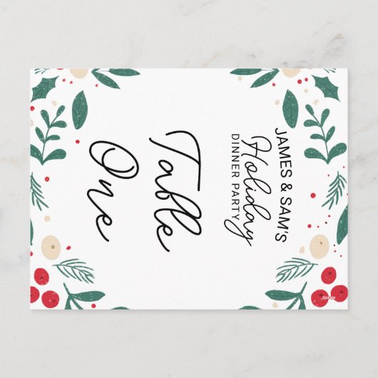 Holly Wreath Christmas Menu & Table Sign (Achterkant)