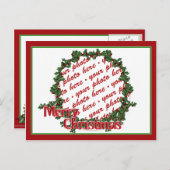 Holly Wreath Circle Photo Lijst Feestdagenkaart (Voorkant / Achterkant)