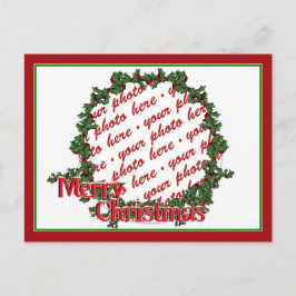 Holly Wreath Circle Photo Lijst Feestdagenkaart