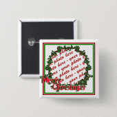 Holly Wreath Circle Photo Lijst Vierkante Button 5,1 Cm (Voorkant /achterkant)
