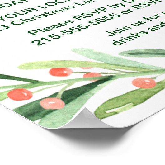 Holly Wreath Company Kerstparty Uitnodiging Poster (Hoek)