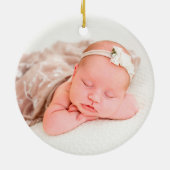 Holly Wreath Elephant Baby's eerste kerstfoto Keramisch Ornament (Achterkant)