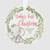 Holly Wreath Elephant Baby's eerste kerstfoto Ornament (voorkant)
