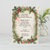 Holly Wreath en Berries kerstfeest Kaart (Staand voorkant)