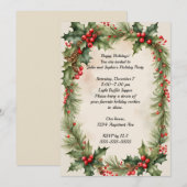 Holly Wreath en Berries kerstfeest Kaart (Voorkant / Achterkant)