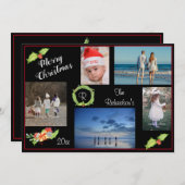 Holly Wreath Foto Elegante Kerstkaart (Voorkant / Achterkant)