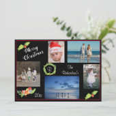 Holly Wreath Foto Elegante Kerstkaart (Staand voorkant)
