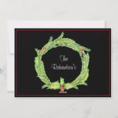 Holly Wreath Foto Elegante Kerstkaart (Achterkant)