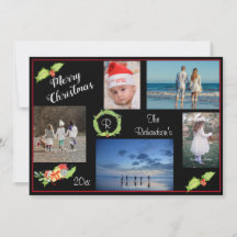 Holly Wreath Foto Elegante Kerstkaart