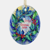 Holly Wreath gepersonaliseerd Ornament (Rechts)