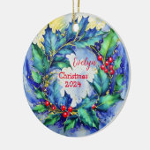 Holly Wreath gepersonaliseerd Ornament (Links)