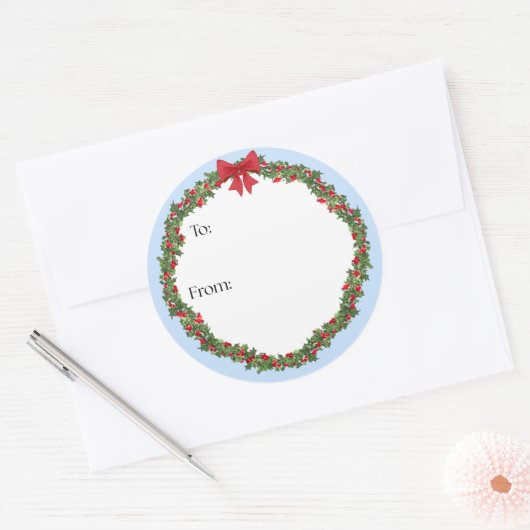 Holly Wreath Gift Sticker (Envelop)