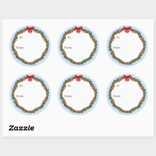 Holly Wreath Gift Sticker (Vel)