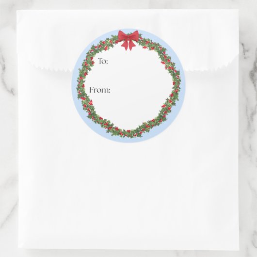 Holly Wreath Gift Sticker (Tas)