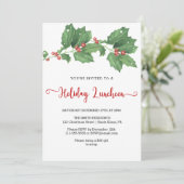 Holly Wreath Holiday Luncheon Kaart (Staand voorkant)